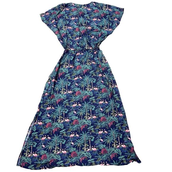 Vineyard Vines Textured Button Front Kaftan Sleeveless Dress Tropical Navy Small - Picture 2 of 14